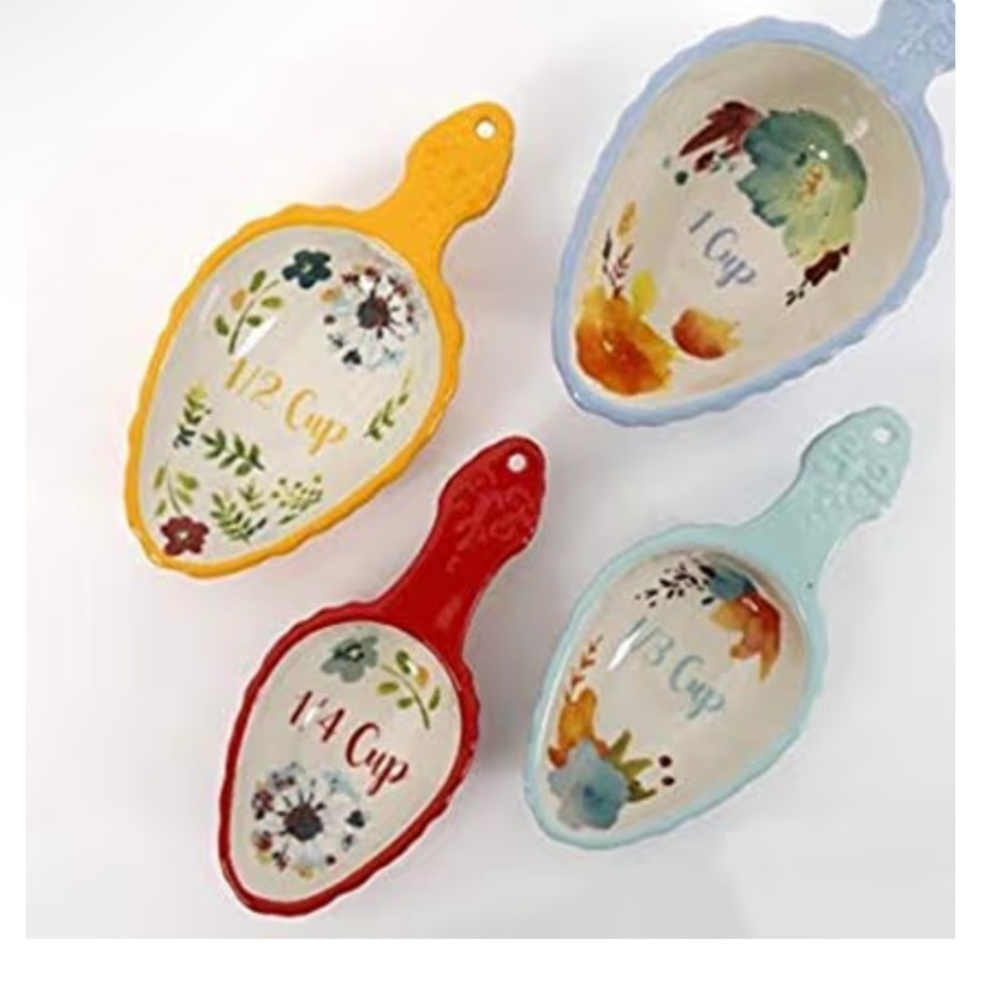 Pioneer Woman Willow Ceramic Measuring Scoop Set - Picture 2 of 3